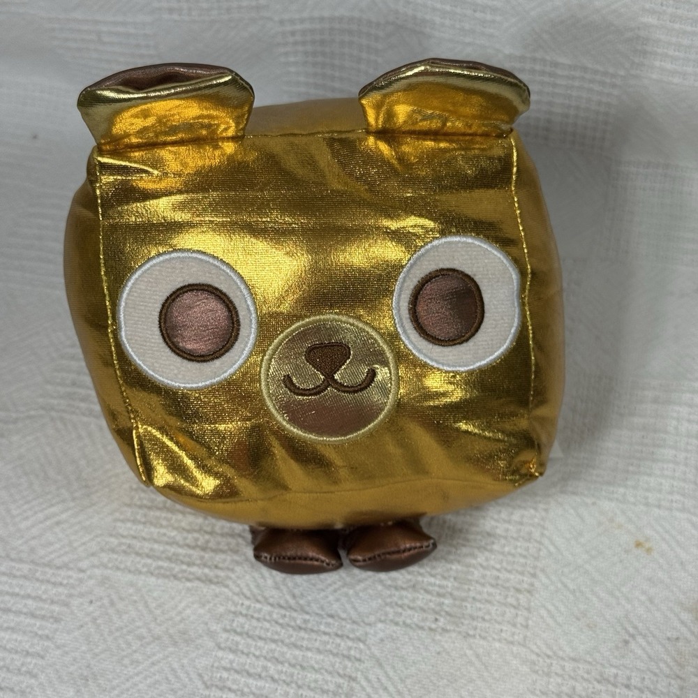 Pet Simulator X Shiny Gold Plush Animal 6" Cube‎ Dog Cat Bear ROBLOX